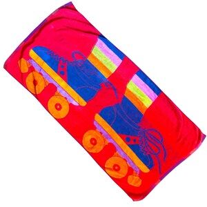 Vintage Roller Skate Roller Derby 100% Cotton Groovy Beach Towel
